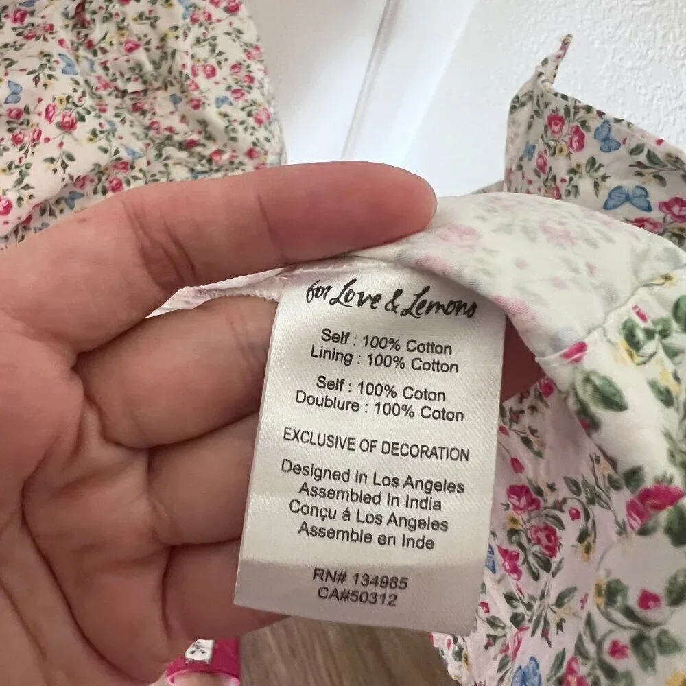 For Love & Lemons Amalfi White Pastel Floral Ruffle Midi Dress 1X​​​​​​​​​​